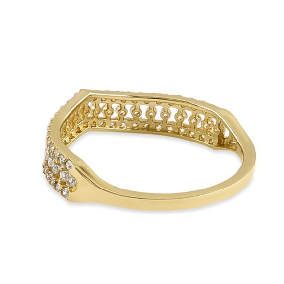 - Solid 14K Yellow Gold Layered Chevron CZ Ring - Picture 4 of 4